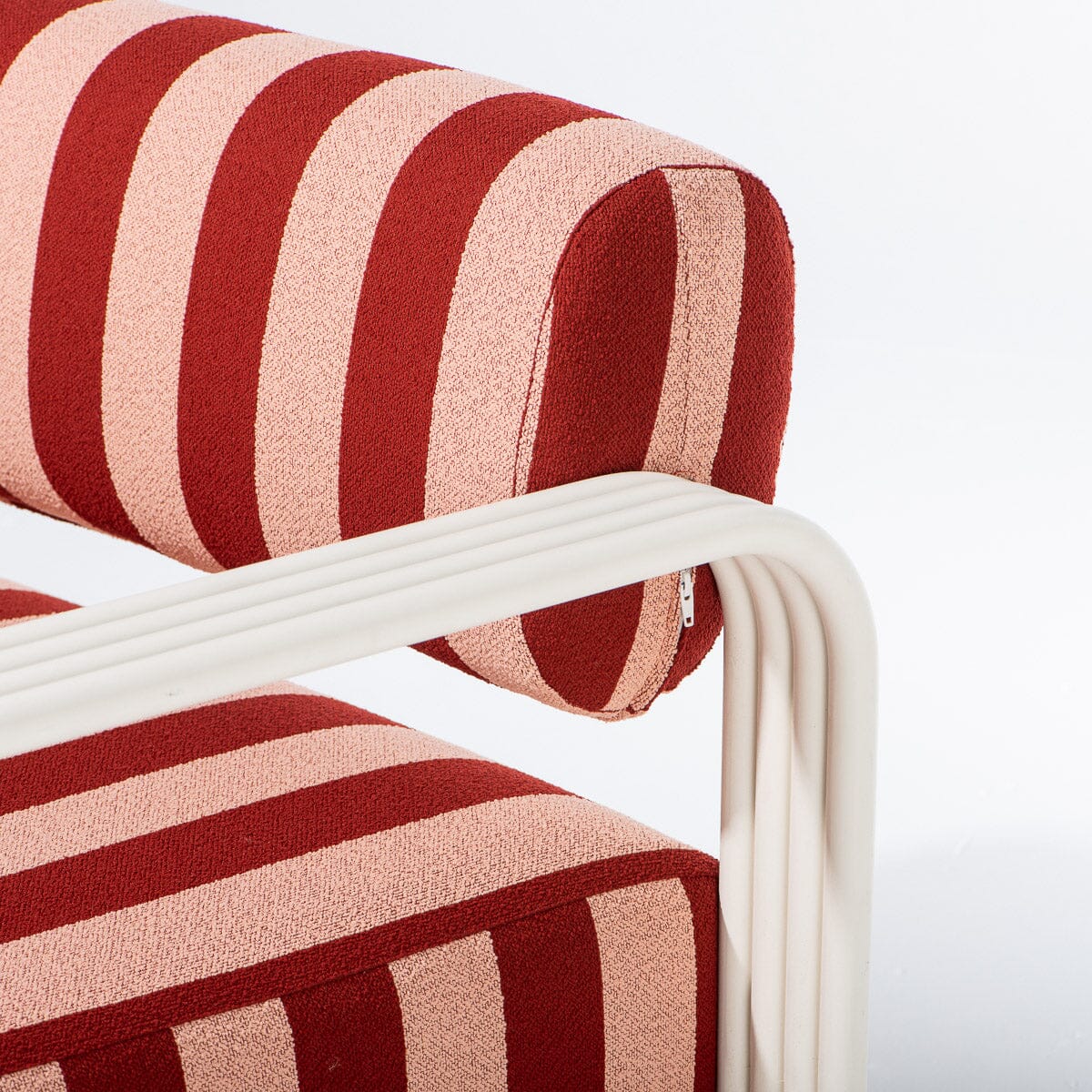 The Contini Accent Chair in Terry Terracotta Stripe | Antique White Frame Contini Accent Chair Kit Business & Pleasure Co. 