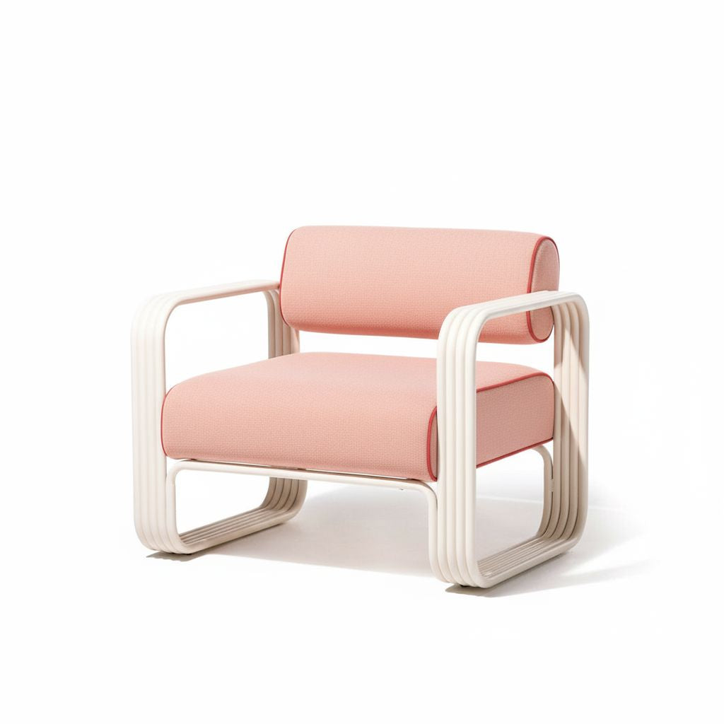 Product image of The Contini Accent Chair in Rivie Pink | Antique White Frame Contini Accent Chair Kit Business & Pleasure Co. 
