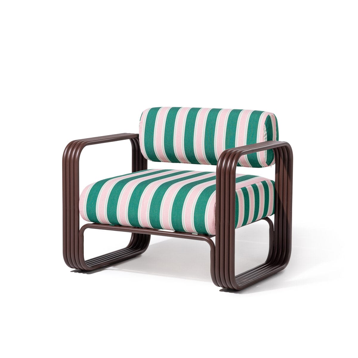 Product image of Contini Accent Chair in Bistro Green Stripe | Merlot Frame Contini Accent Chair Kit Business & Pleasure Co. 