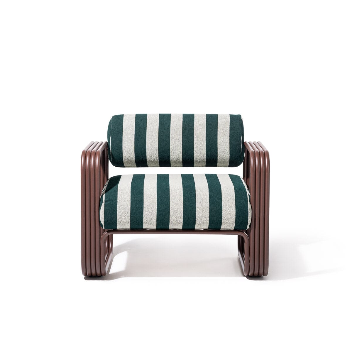The Contini Accent Chair in Terry Green Stripe | Merlot Frame Contini Accent Chair Kit Business & Pleasure Co. 
