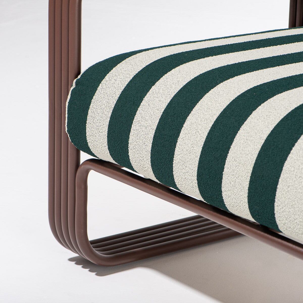 The Contini Accent Chair in Terry Green Stripe | Merlot Frame Contini Accent Chair Kit Business & Pleasure Co. 