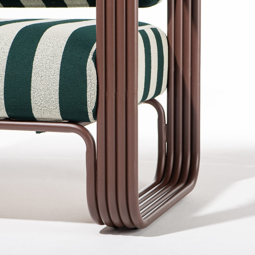 The Contini Accent Chair in Terry Green Stripe | Merlot Frame Contini Accent Chair Kit Business & Pleasure Co. 