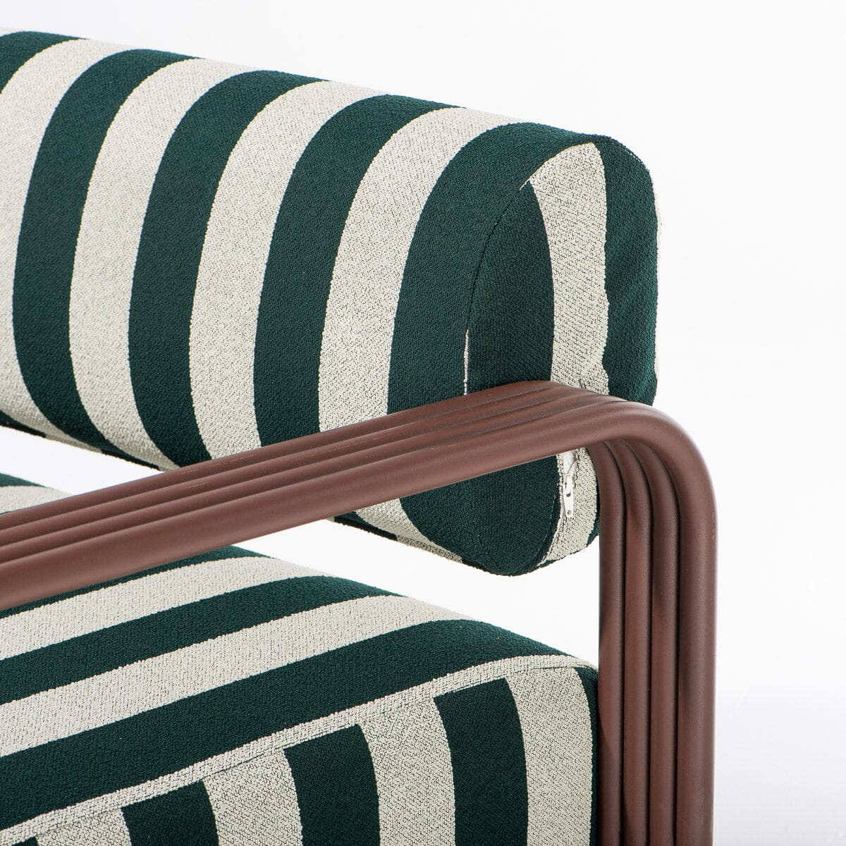 The Contini Accent Chair in Terry Green Stripe | Merlot Frame Contini Accent Chair Kit Business & Pleasure Co. 