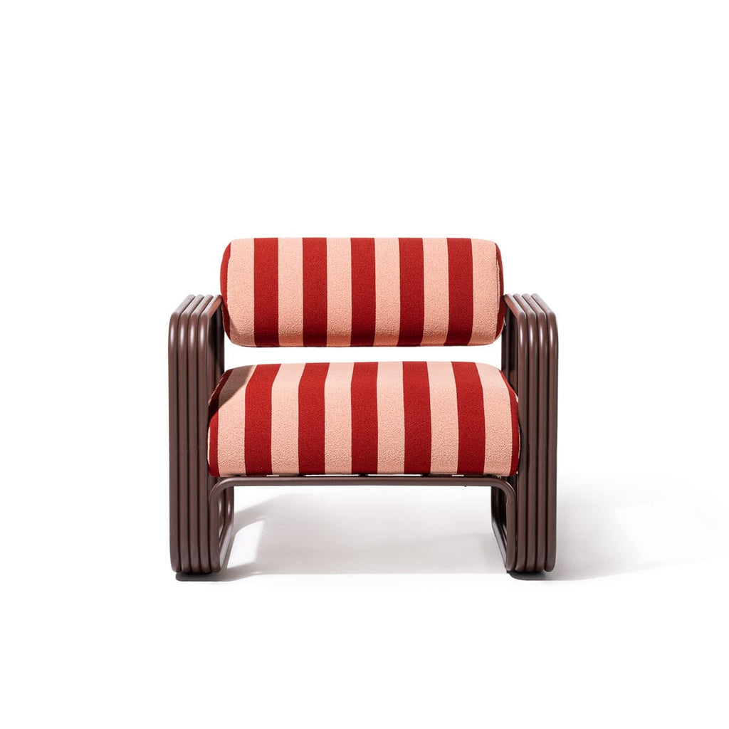 The Contini Accent Chair in Terry Terracotta Stripe | Merlot Frame Contini Accent Chair Kit Business & Pleasure Co. 