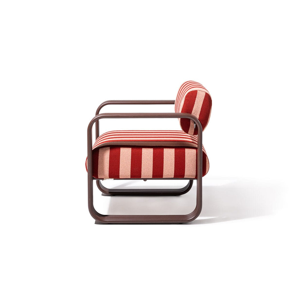 The Contini Accent Chair in Terry Terracotta Stripe | Merlot Frame Contini Accent Chair Kit Business & Pleasure Co. 