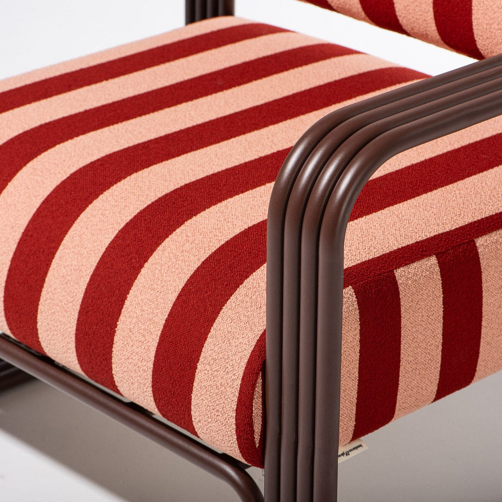 The Contini Accent Chair in Terry Terracotta Stripe | Merlot Frame Contini Accent Chair Kit Business & Pleasure Co. 