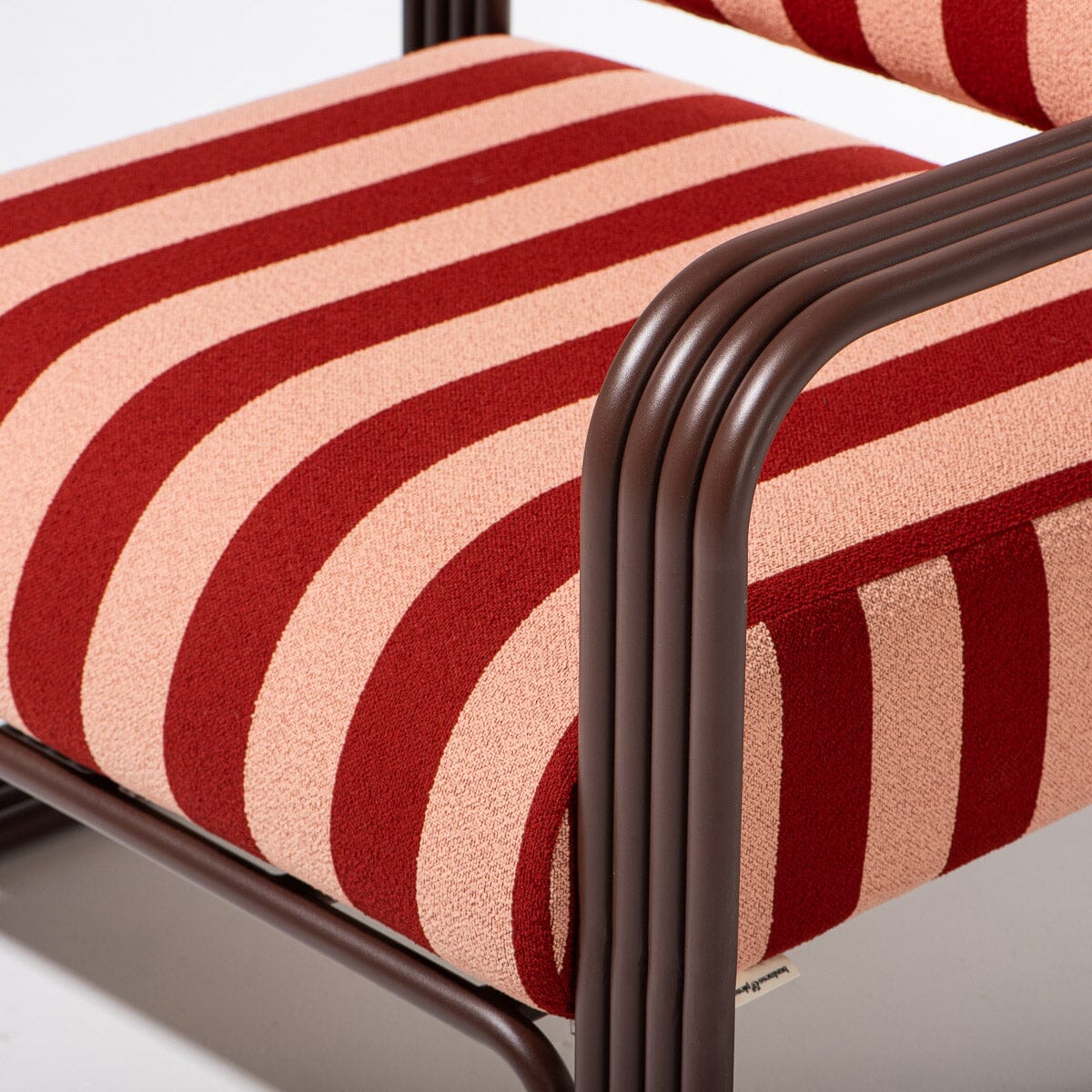 The Contini Accent Chair in Terry Terracotta Stripe | Merlot Frame Contini Accent Chair Kit Business & Pleasure Co. 