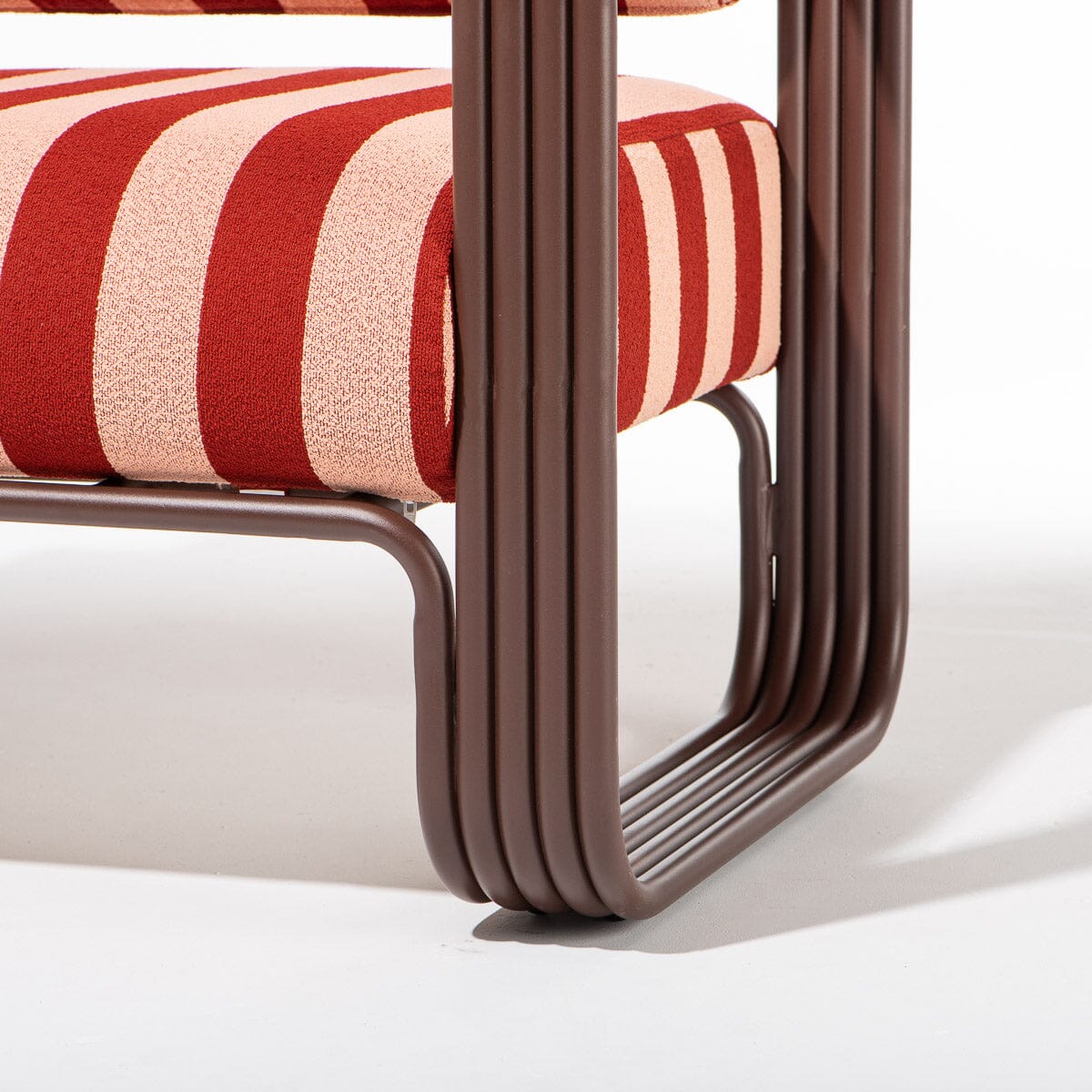 The Contini Accent Chair in Terry Terracotta Stripe | Merlot Frame Contini Accent Chair Kit Business & Pleasure Co. 