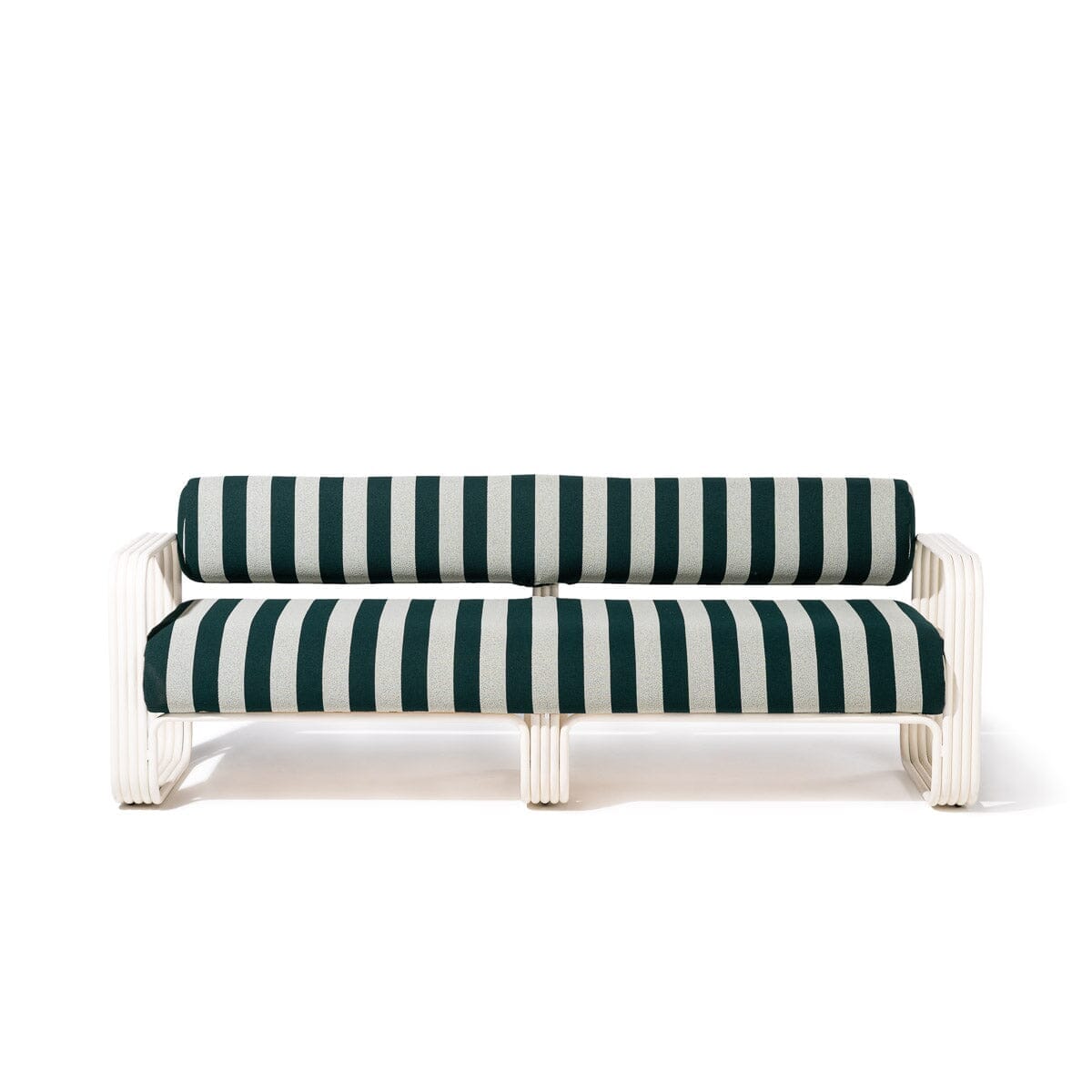 Contini Sofa in Terry Green Stripe | Antique White Frame Contini Sofa Kit Business & Pleasure Co. 
