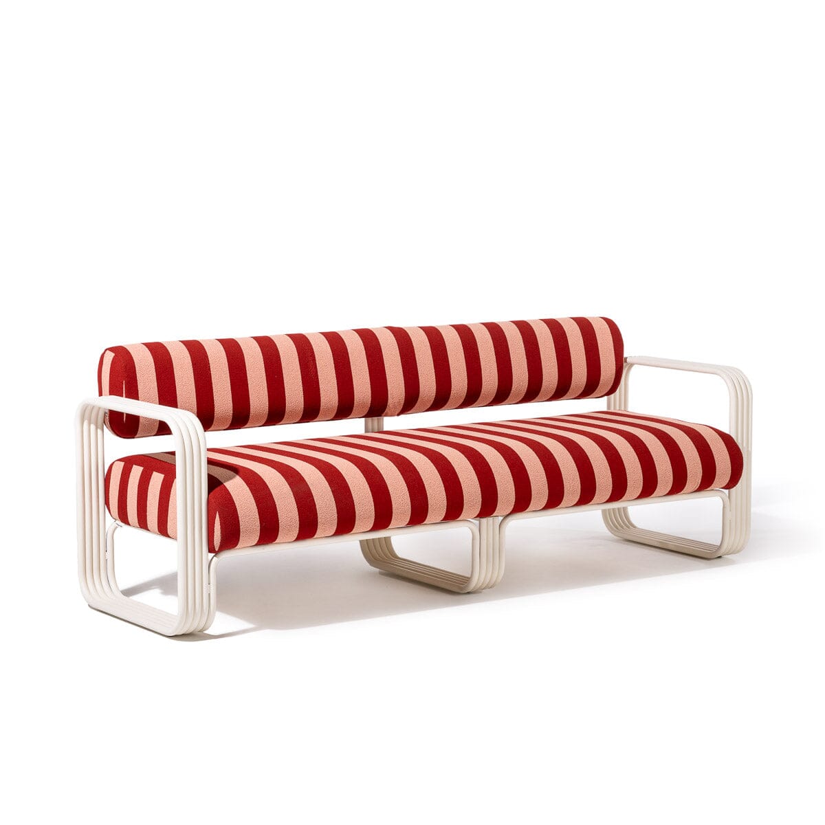 Contini Sofa in Terry Terracotta Stripe | Antique White Frame Contini Sofa Kit Business & Pleasure Co. 