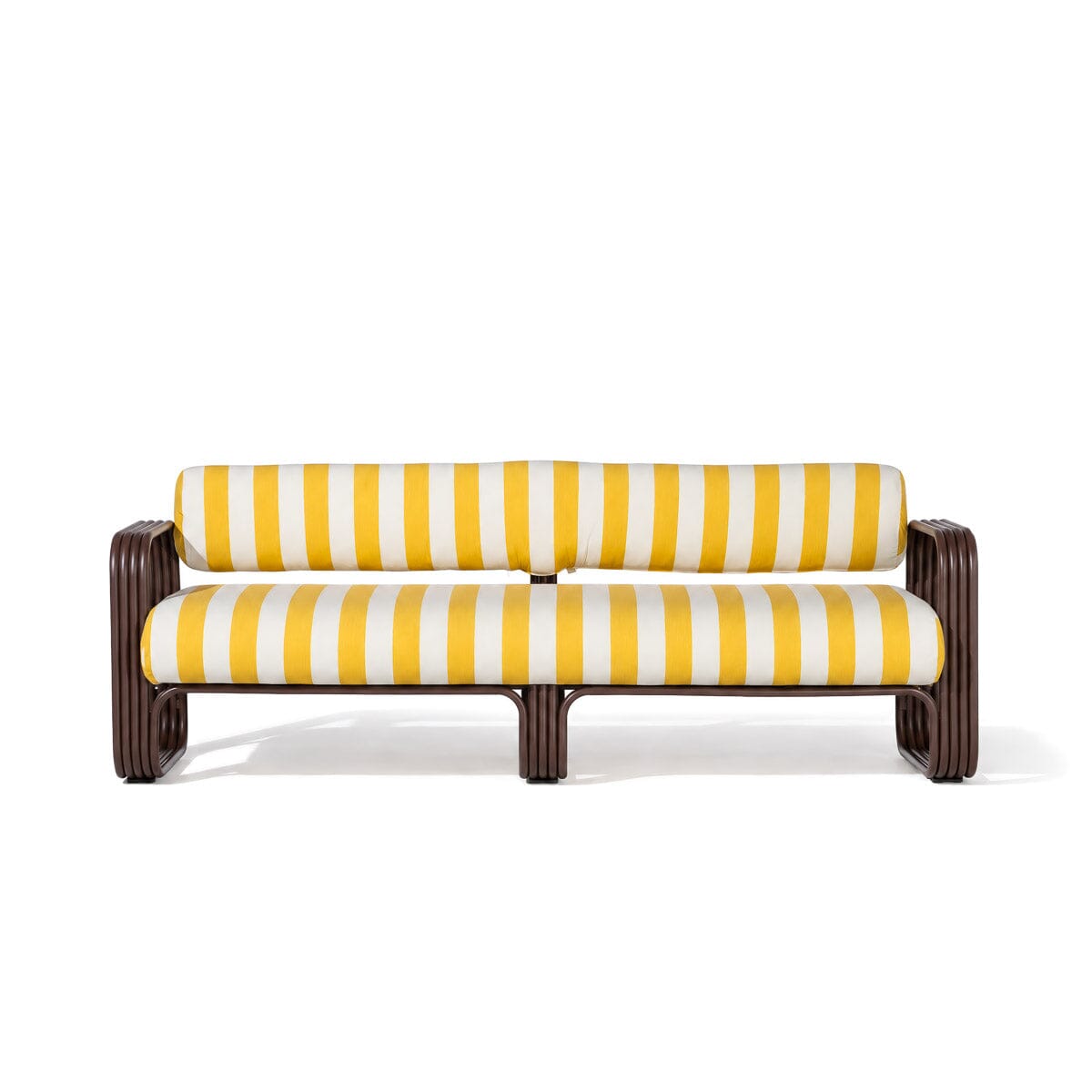 The Contini Sofa Business & Pleasure Co. Crew Mimosa Yellow Stripe Merlot 