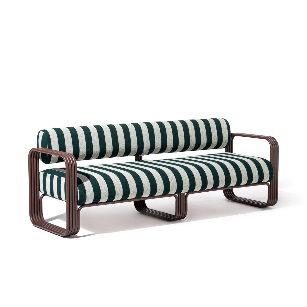 Contini Sofa in Terry Green Stripe | Merlot Frame Contini Sofa Kit Business & Pleasure Co. 