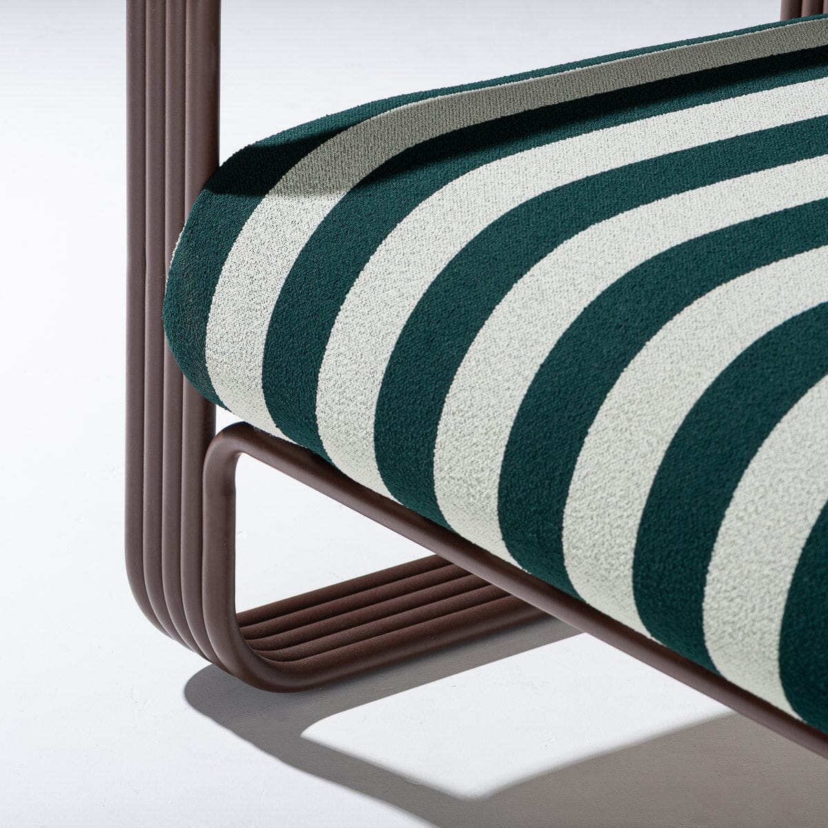 Contini Sofa in Terry Green Stripe | Merlot Frame Contini Sofa Kit Business & Pleasure Co. 