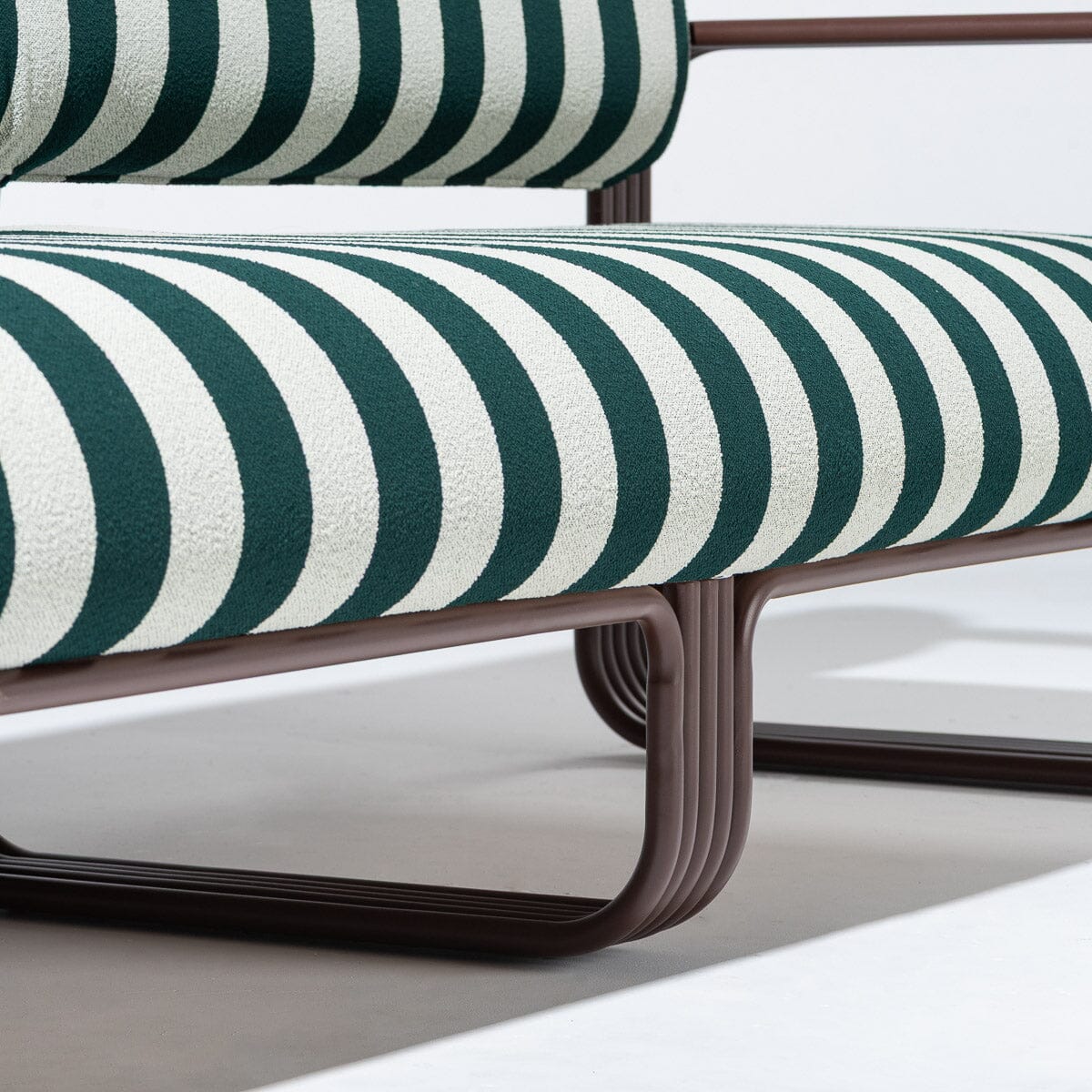 Contini Sofa in Terry Green Stripe | Merlot Frame Contini Sofa Kit Business & Pleasure Co. 