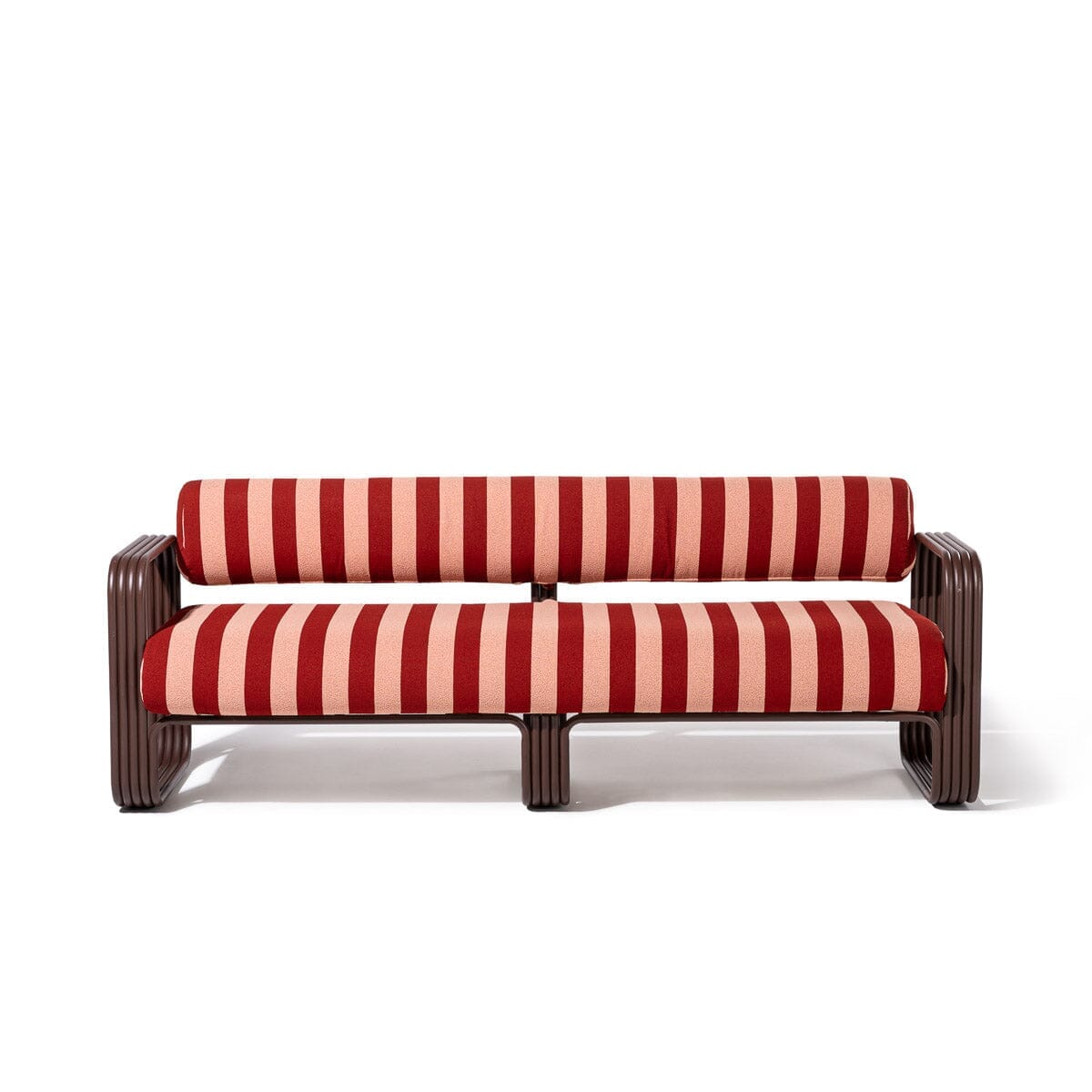 Product image of Contini Sofa in Terry Terracotta Stripe | Merlot Frame Contini Sofa Kit Business & Pleasure Co. 