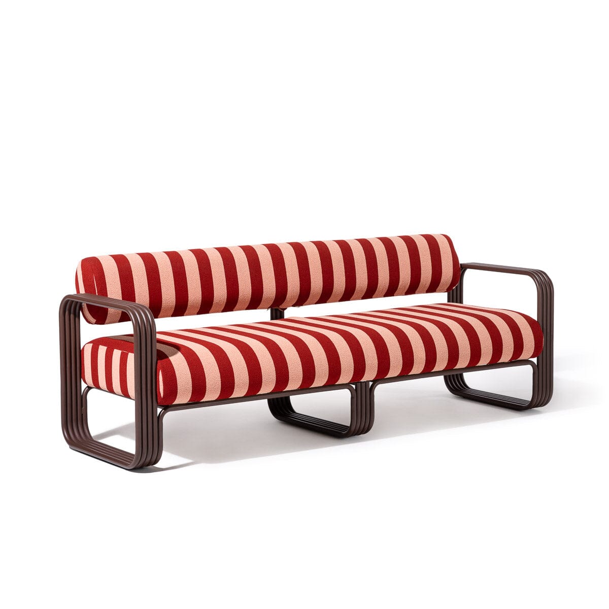 Contini Sofa in Terry Terracotta Stripe | Merlot Frame Contini Sofa Kit Business & Pleasure Co. 