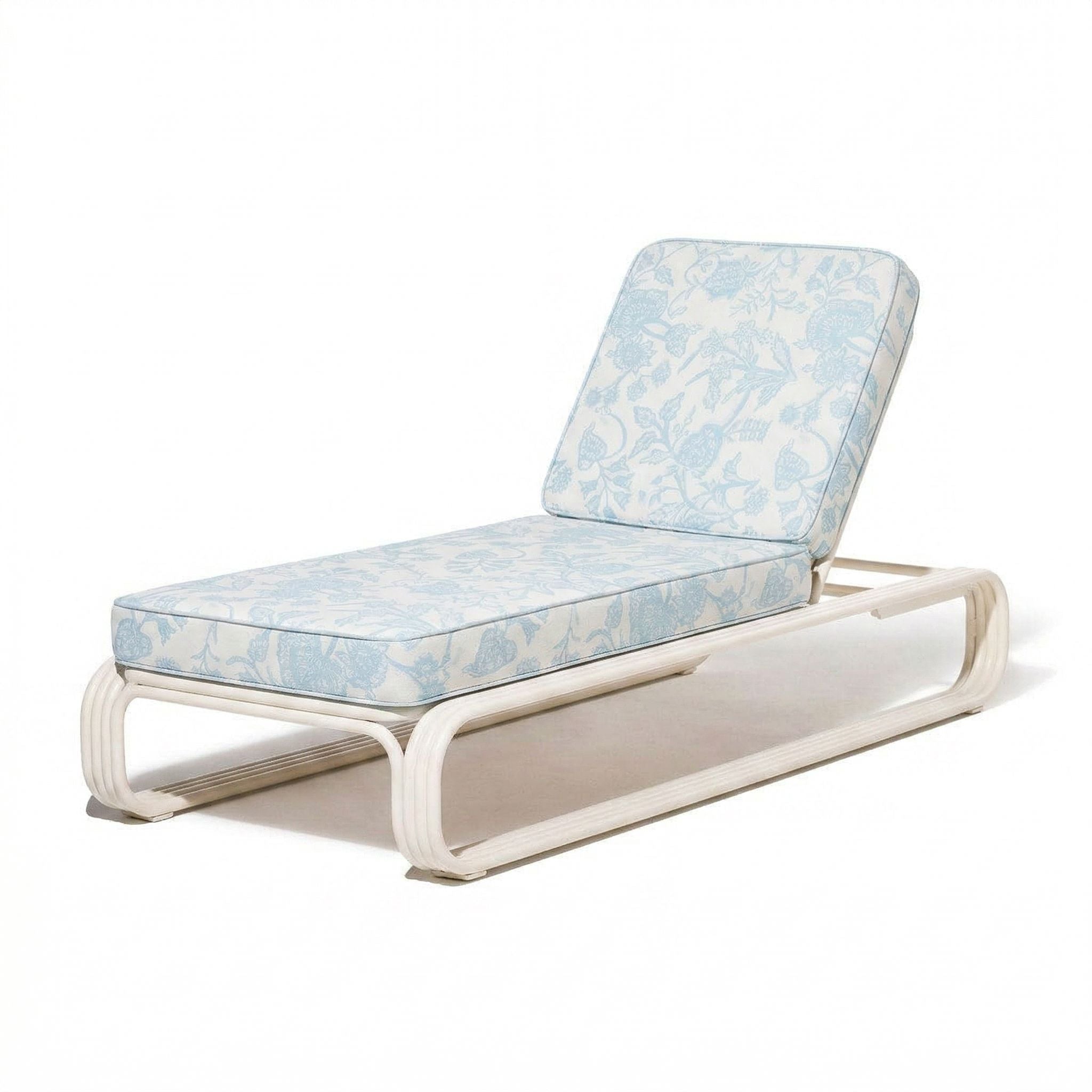 Contini Sun Lounger in Hanalei Bay Blue Jacquard | Antique White Frame Contini Sun Lounger Kit Business & Pleasure Co. 