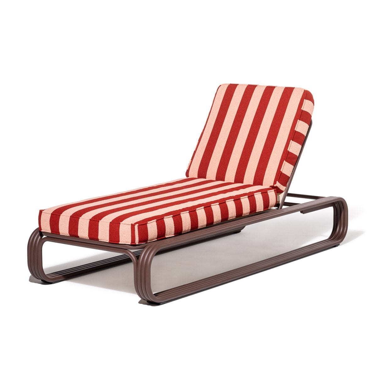 Product image of Contini Sun Lounger in Terry Terracotta Stripe | Merlot Frame Contini Sun Lounger Kit Business & Pleasure Co. 