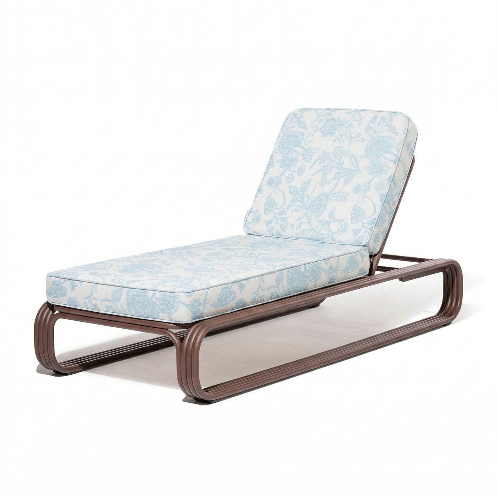 Contini Sun Lounger in Hanalei Bay Blue Jacquard | Merlot Frame Contini Sun Lounger Kit Business & Pleasure Co. 