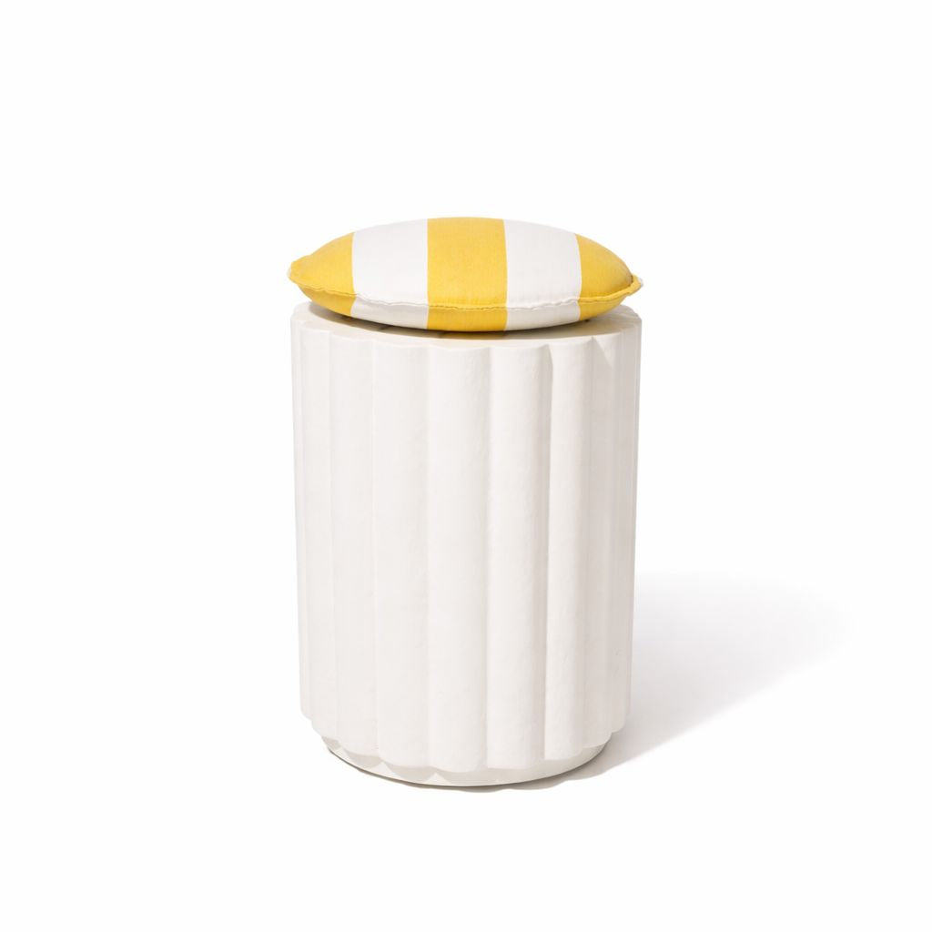 Daisy Cement Stool Kit - Antique White & Crew Mimosa Yellow Stripe Daisy Stool Kit Business & Pleasure Co. 