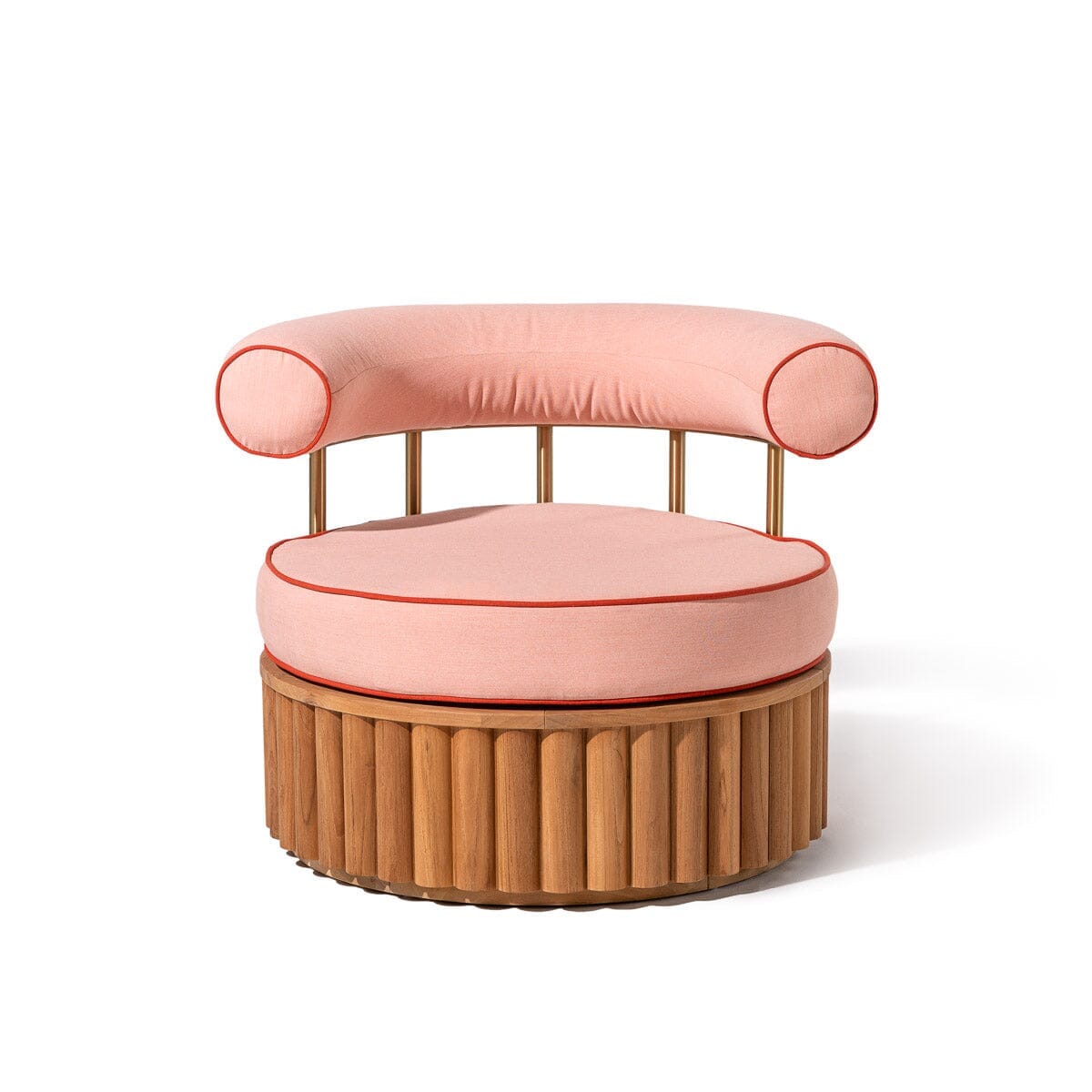 Product image of Daisy Accent Swivel Chair in Rivie Pink | Teakwood Frame