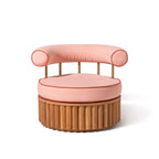 Daisy Accent Swivel Chair in Rivie Pink | Teakwood Frame