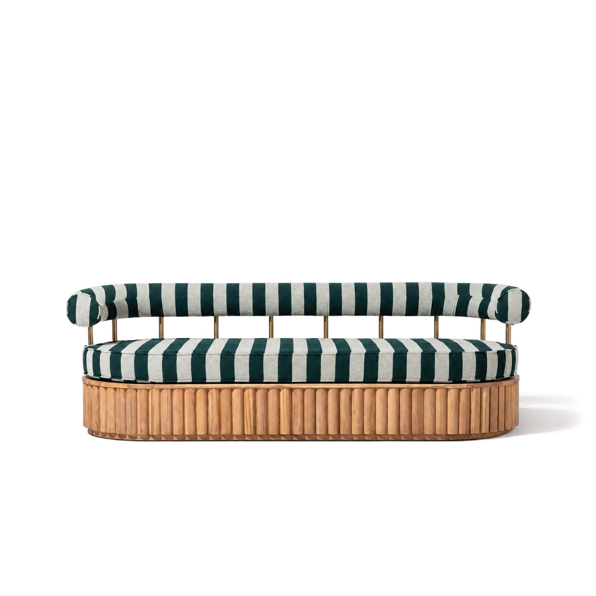The Daisy Sofa Daisy Sofa Business & Pleasure Co. Terry Green Stripe Teakwood 