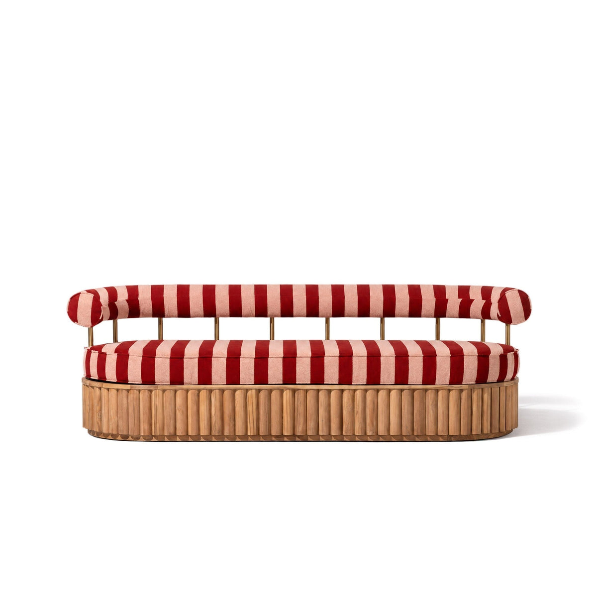 The Daisy Sofa Daisy Sofa Business & Pleasure Co. Terry Terracotta Stripe Teakwood 