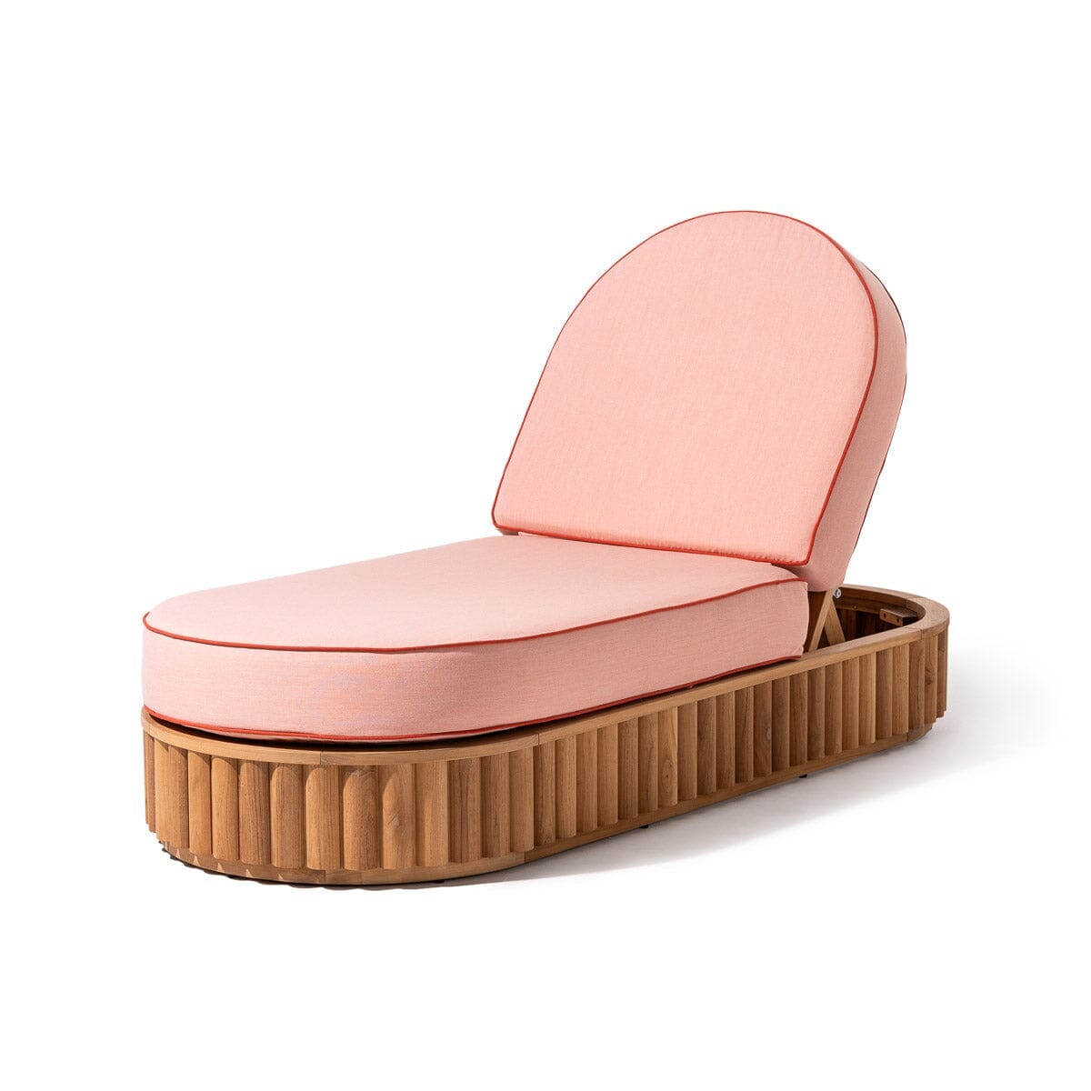 Product image of The Daisy Sun Lounger in Rivie Pink | Teakwood Frame