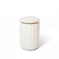 Daisy Stool in Cement White Base with a Boucle White Cushion