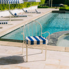 The Al Fresco Dining Chair Cushion - Crew Mediterranean Blue Stripe Al Fresco Chair Cushion Business & Pleasure Co. 