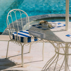 The Al Fresco Dining Chair Cushion - Crew Mediterranean Blue Stripe Al Fresco Chair Cushion Business & Pleasure Co. 