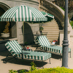 The Al Fresco Sun Lounger in Crew Canyon Green Stripe | Vintage Black Frame Bundle Business & Pleasure Co. 