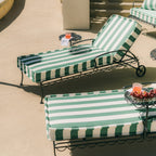 The Al Fresco Sun Lounger in Crew Canyon Green Stripe | Vintage Black Frame Bundle Business & Pleasure Co. 
