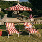 The Al Fresco Sun Lounger in Crew Le Sirenuse Stripe | Antique White Frame Bundle Business & Pleasure Co. 