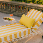 The Al Fresco Sun Lounger in Crew Mimosa Yellow Stripe | Antique White Frame Bundle Business & Pleasure Co. 