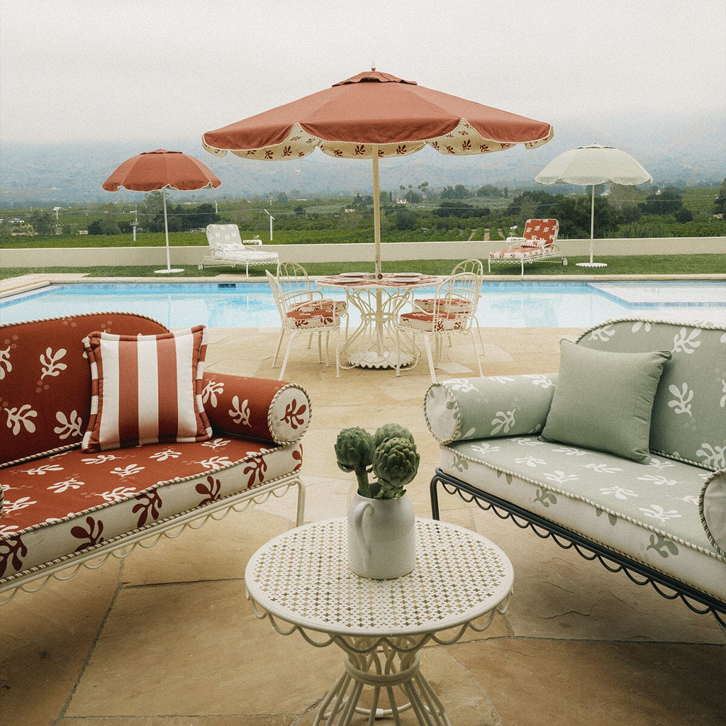 The Al Fresco Love Seat in Benoît Jade Green Jacquard | Vintage Black Frame Bundle Business & Pleasure Co. 