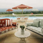 The Al Fresco Love Seat in Benoît Jade Green Jacquard | Vintage Black Frame Bundle Business & Pleasure Co. 