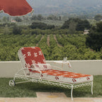 The Al Fresco Sun Lounger in Benoît Le Sirenuse Jacquard | Antique White Frame Bundle Business & Pleasure Co. 