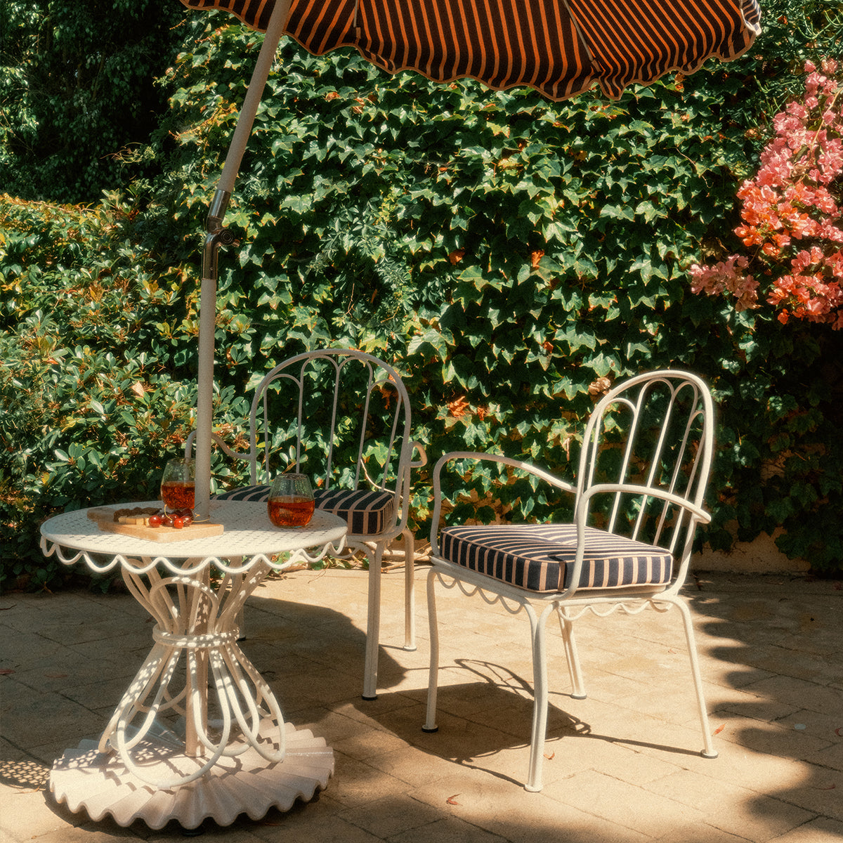 The Al Fresco Chair Cushion - Monaco Navy And Pink Stripe