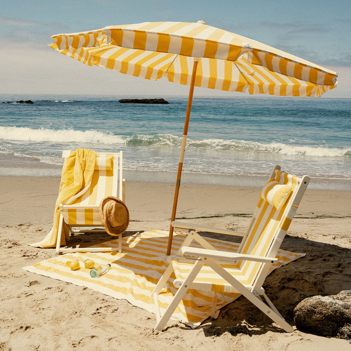 The Amalfi Umbrella - Crew Mimosa Yellow Stripe Amalfi Umbrella Business & Pleasure Co. 