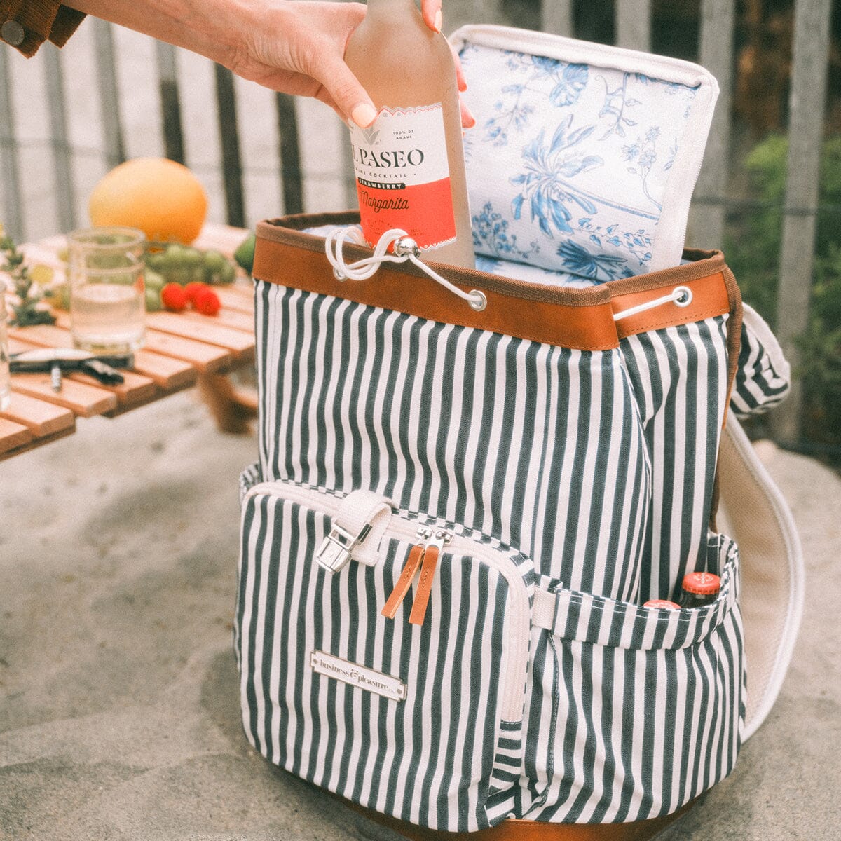 The Backpack Cooler - Laurens Navy Stripe Backpack Cooler Business & Pleasure Co 