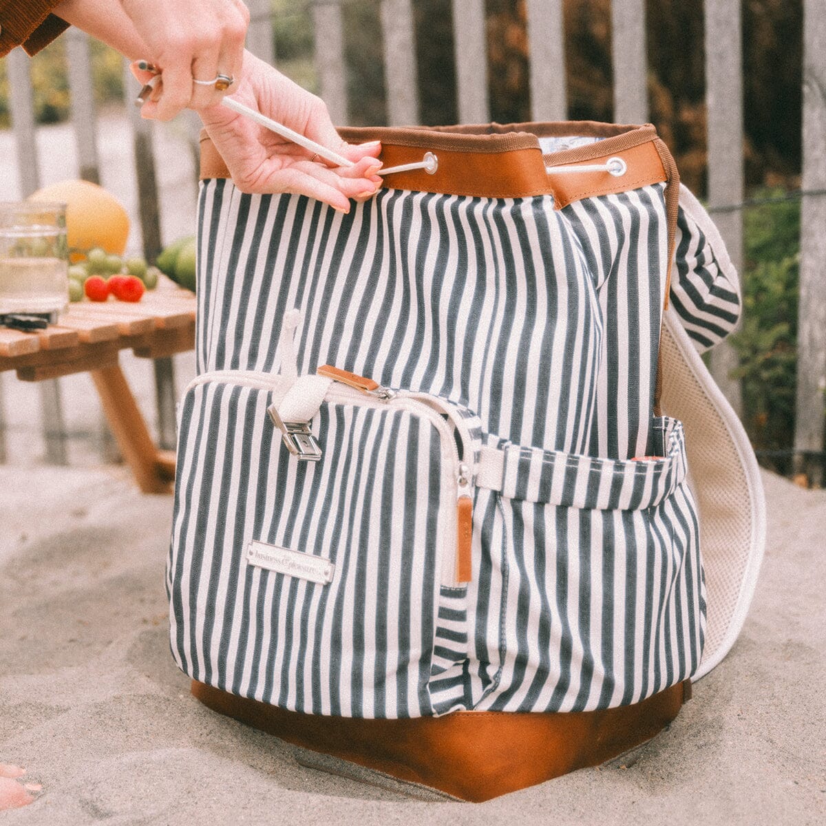 The Backpack Cooler - Laurens Navy Stripe Backpack Cooler Business & Pleasure Co 