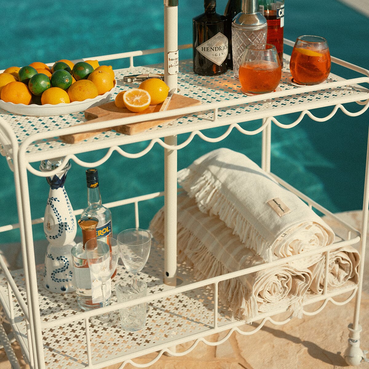 The Al Fresco Bar Cart - Antique White Al Fresco Bar Cart Business & Pleasure Co 