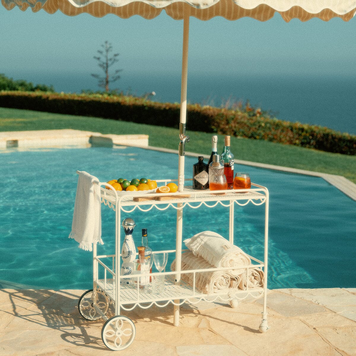 The Al Fresco Bar Cart - Antique White Al Fresco Bar Cart Business & Pleasure Co 