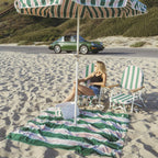 The Beach Blanket - Bistro Green Stripe Beach Blanket Business & Pleasure Co. 