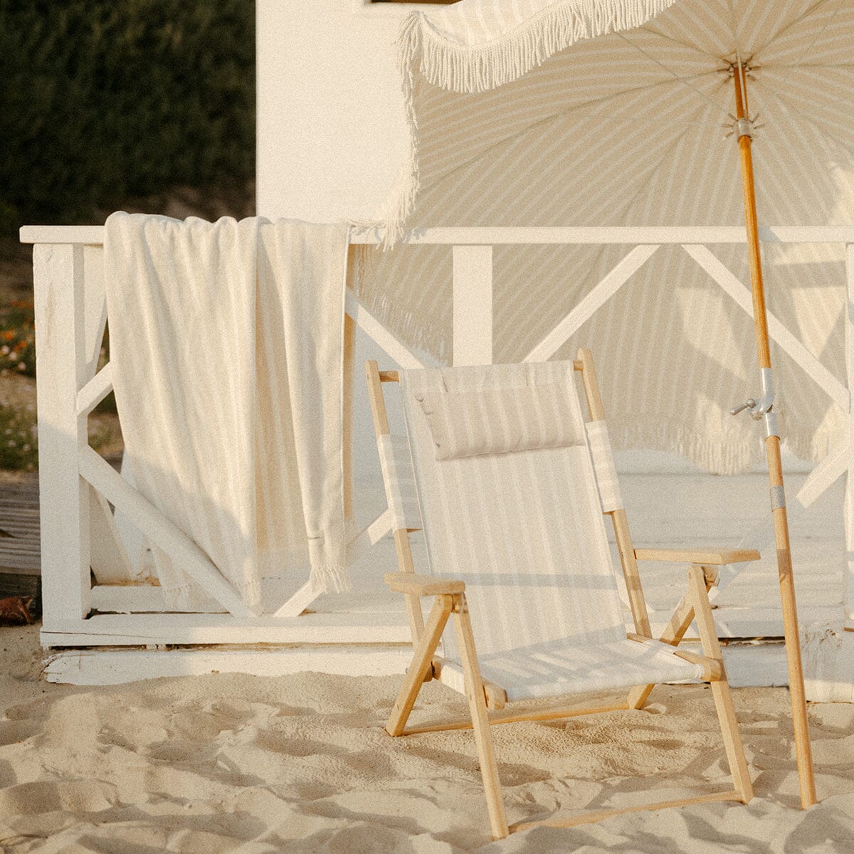 The Beach Towel - Monaco Natural Stripe Beach Towel Business & Pleasure Co 