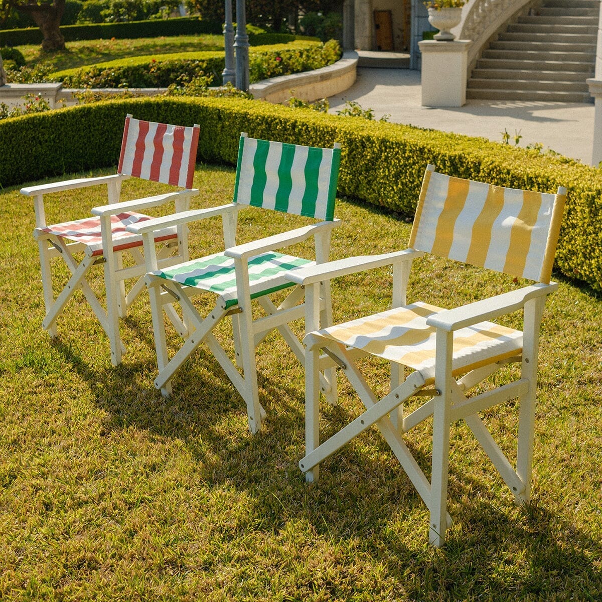 The Directors Chair - Table Height - Acacia White - Crew Le Sirenuse Stripe Directors Chair Business & Pleasure Co. 