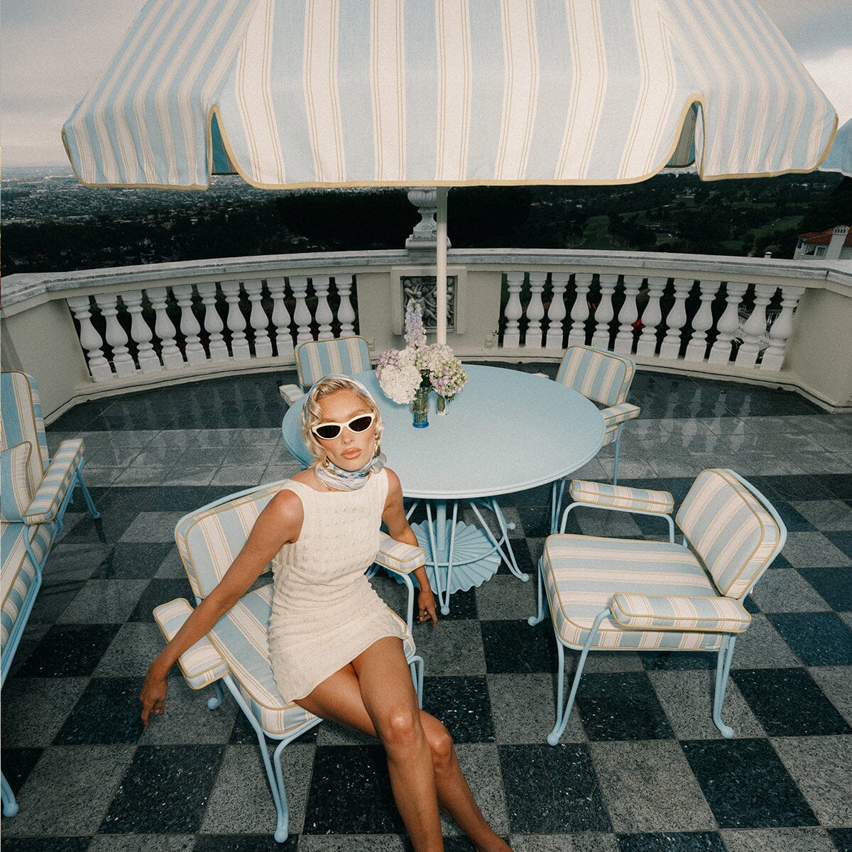 The Patio Umbrella - Tuuli Stripe Blue Patio Umbrella Business & Pleasure Co. 
