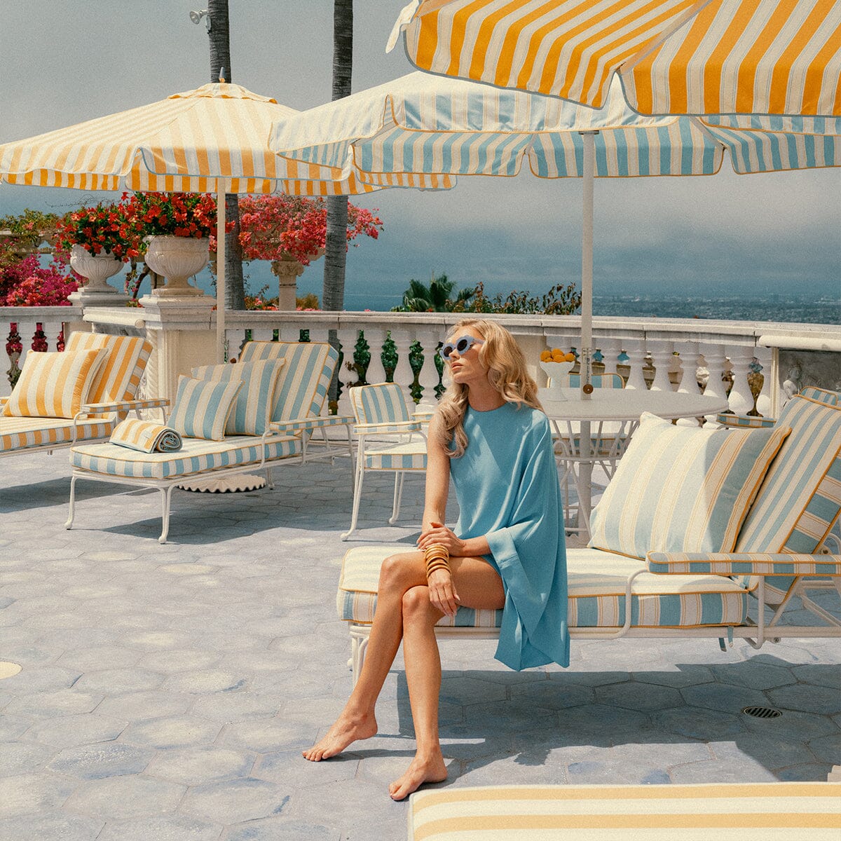 The Sun Lounger Slip Cover - Tuuli Stripe Blue Sun Lounger Slip Cover Business & Pleasure Co. 